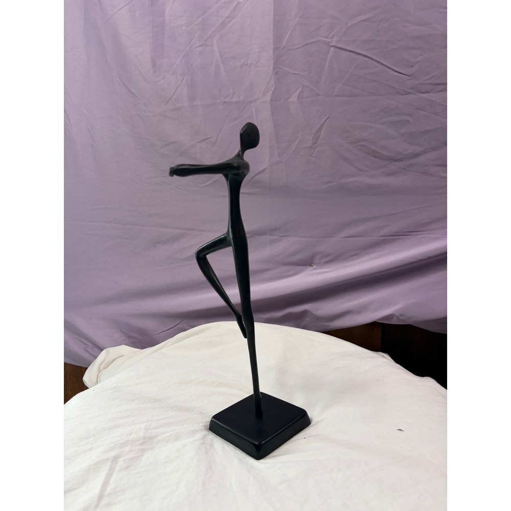 Brodul Khalique Modernist Ballet Dancer Sculpture Cast Metal Black Statue